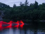 Canoe motion shown with LED lights