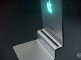 Macintosh mockup: back logo lit up