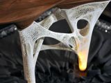 The 3D printed walnut table angle view