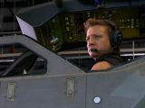 Ready for action: Hawkeye (Jeremy Renner) is ready for take-off