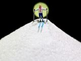 Skier on a mountain of sugar