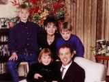 Old Christmas card featuring a stiff Blair family