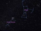 The three stars in Orion's Belt point towards Sirius