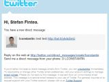 Direct Message email notification containing twt.tl shortened URL