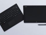 VAIO tablet alongside accessories