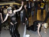 Lady Gaga tumbles on her high heels