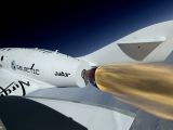 Close-up of SpaceShipTwo during its powered flight