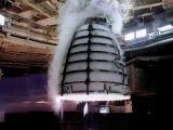 RS-25 engine pictured while undergoing testing