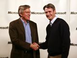 Microsoft Business Division President Jeff Raikes (left) and Tellme Networks, Inc. co-founder and CEO Mike McCue