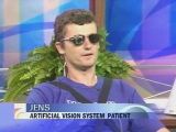 Jens Naumann, a man with acquired blindness, being interviewed about his vision BCI on CBS's The Early Show