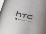 Current HTC One M8, Windows Phone version, showing company's logo