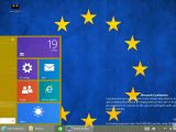Windows 9 Start menu with a color matching the desktop
