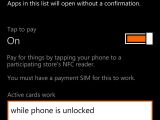 Windows Phone 8.1 NFC settings