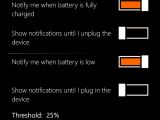 Battery Status settings