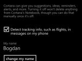 Cortana settings on Windows Phone