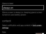 Glance Screen settings