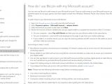 Bitcoin FAQ in the Microsoft account