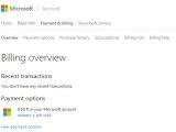 Billing options in Microsoft account
