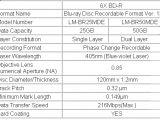 Panasonic BD-R 6x Specifications