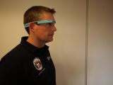 ESA astronaut Andreas Mogensen wearing a headset that is part of the Mobi-PV experiment