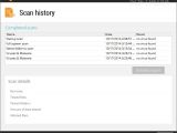 You can check out the history panel for viewing details about your previous scans.
