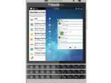 BlackBerry Passport Silver Edition with BlackBerry Hub open