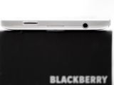 BlackBerry Passport Silver Edition - top side closeup with 3.5 mm audio plug