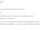 Ransom email received by the 2 blogs