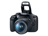 Canon EOS Rebel T7 front view with built-in flash