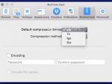 In the Commander One Pro Preferences you can choose the default compression format and setup an encoding password