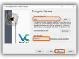 Set Encryption Algorithm to AES and Hash Algorithm to SHA-512 in VeraCrypt and click Next