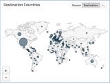 Geographical spread of Locky ransomware attempts at infection