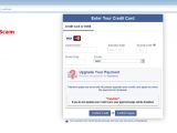 Scam page, asking for credit card information