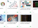 Fiverr listings advertising DDoS services