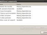 gPodder 0.17.0 Additional Components Window