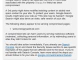 An example of a Google Analytics alert for a compromised site