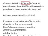 BitTorrent word in the description of other apps in the Google Play Store