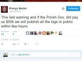 Pravyy Sector hackers asking the Polish government for money