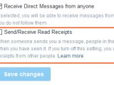Read receipt settings on twitter.com