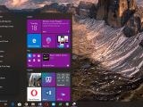 Start menu in Windows 10 version 1903 with power button indicator for updates