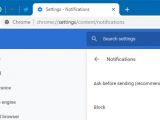 Notification settings in Google Chrome