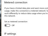 Setting a connection as metered