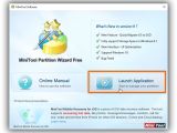 Click Launch Application to start MiniTool Partition Wizard