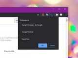 Google Chrome with an extensions menu