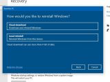 The cloud reinstall option in Windows 10