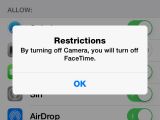 Restrictions menu: turning off Camera app also disables FaceTime