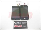 On the left, the iPhone 3GS front panel. On the right, the iPhone 4G front panel assembly