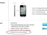 iPhone 4S tech specs - Bluetooth capabilities highlighted