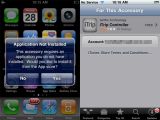 iPhone prompting the user to install software for the connected accessory; user is taken to the designated App Store page