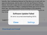 Software update failed on iOS 9 GM devices